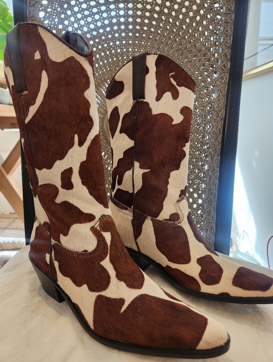 Matisse Shoes - Matisse Hair-on-Hide Western Boots - Cowhide Print, Size 7.5